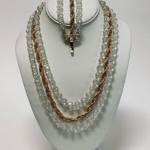 Sarah Coventry Faux Crystal Beaded 3 strandNecklace and Bracelet set